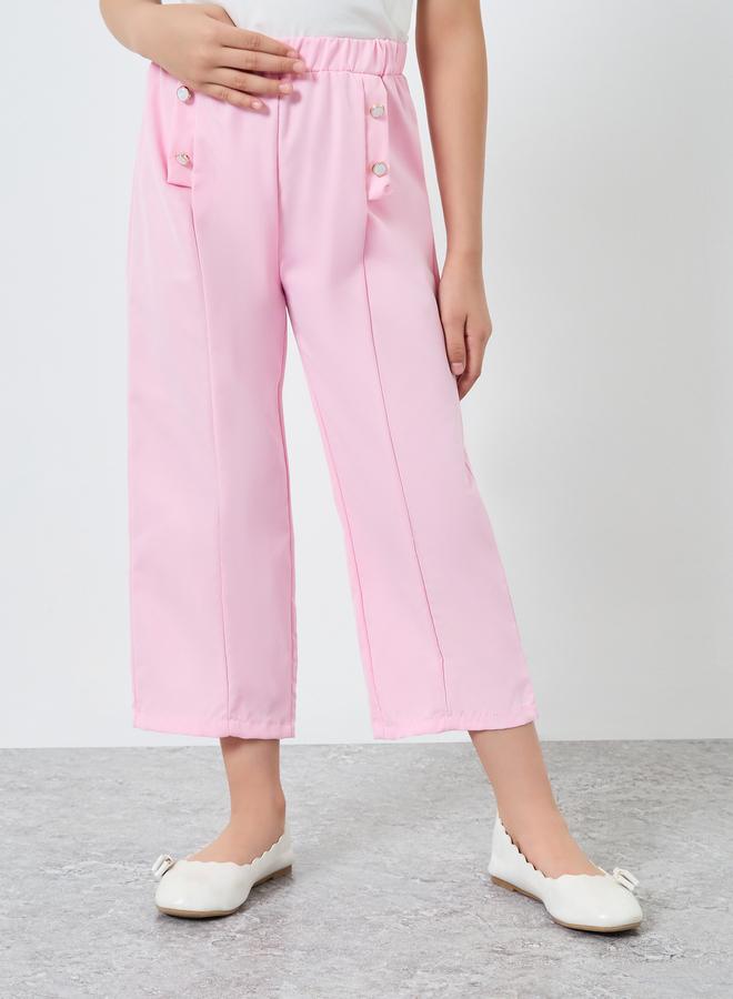 ستايلي طقم 3 قطع معطف وتانك بلوزة وبنطال بتطريز فراشة بارز - Image 5